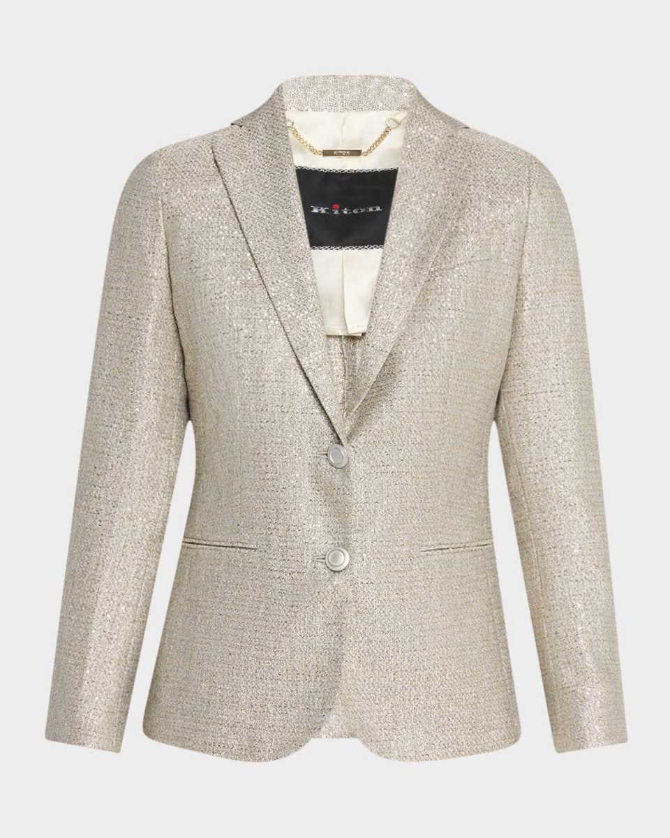 Metallic Single-Breasted Slim Jacket